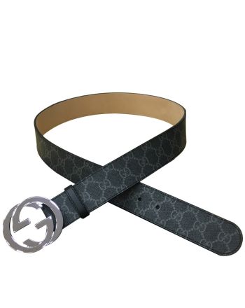 Gucci GG Supreme belt with G buckle 370543 Black